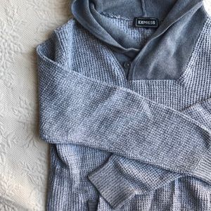 Gray cozy Express pullover hooded sweater